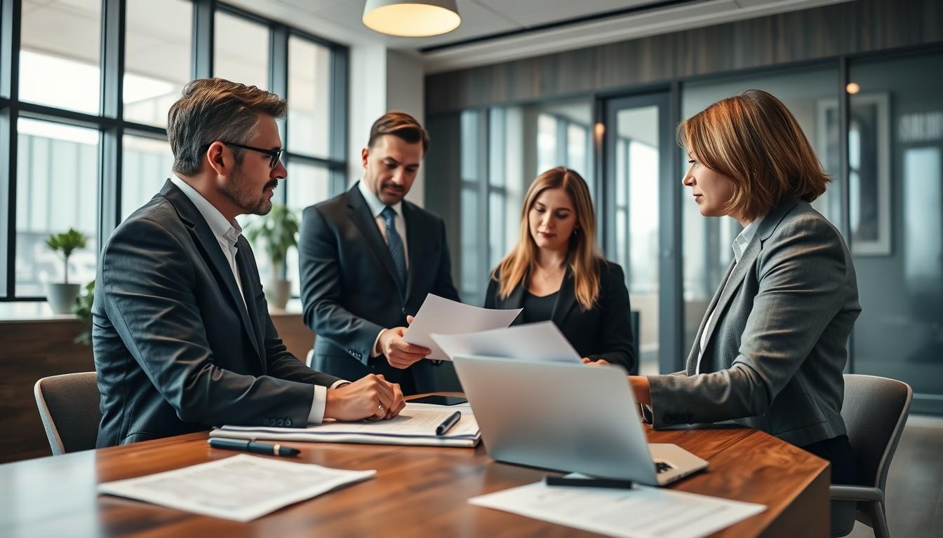 Family reviewing legal documents